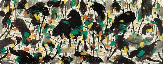 吳冠中 荷塘 彩墨畫 144×368.5cm 1997年