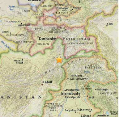 阿富汗東部發生5級地震震源深度219公里
