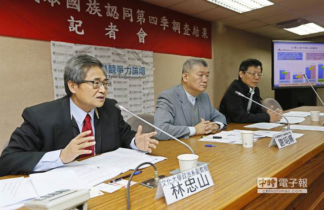 臺灣競爭力論壇16日發佈今年第4季“國族認同”調查