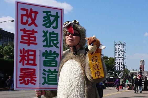 年金改革抗議群眾（圖片來源：臺灣《聯合報》）