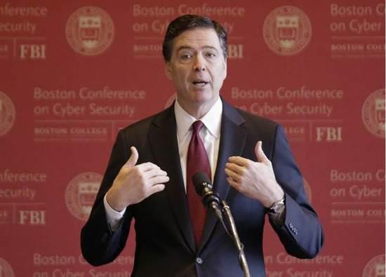 美國聯邦調查局（FBI）局長詹姆斯�科梅（James Comey）出席波士頓學院網路安全會議（CNN截圖）