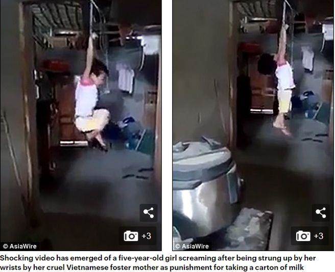 慘忍！越南5歲女童偷喝牛奶慘遭養母“吊刑”