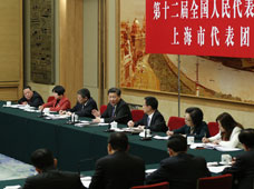 習近平參加第十二屆全國人大四次會議上海代表團審議併發表對臺重要講話