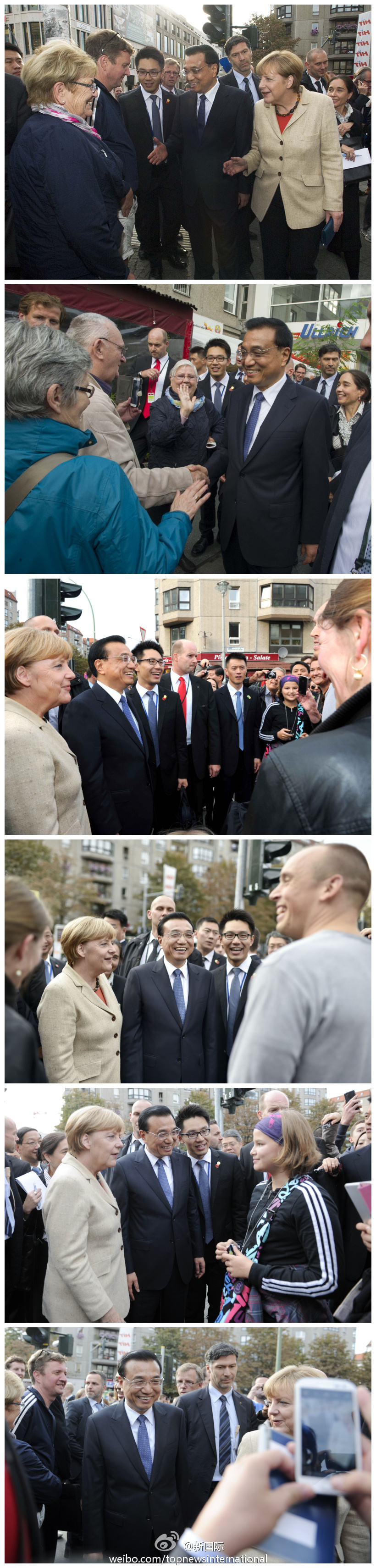 中德兩國總理柏林街頭與民眾親切交流