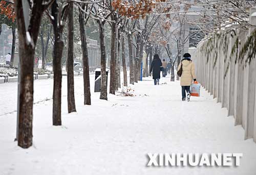 1月29日，市民在雪中步行上班。 12月28日晚，南昌市普降大雪，這是入冬以來最大的一場雪。據悉，1月中旬以來，南昌市持續了10多天雨雪、低溫天氣，創50年之最。